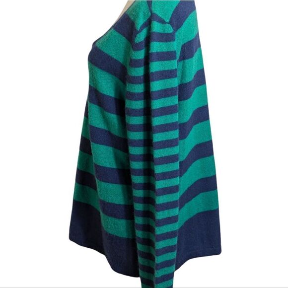 Lord & Taylor Blue & Green Striped Cashmere Cardigan Sweater - Picture 5 of 6